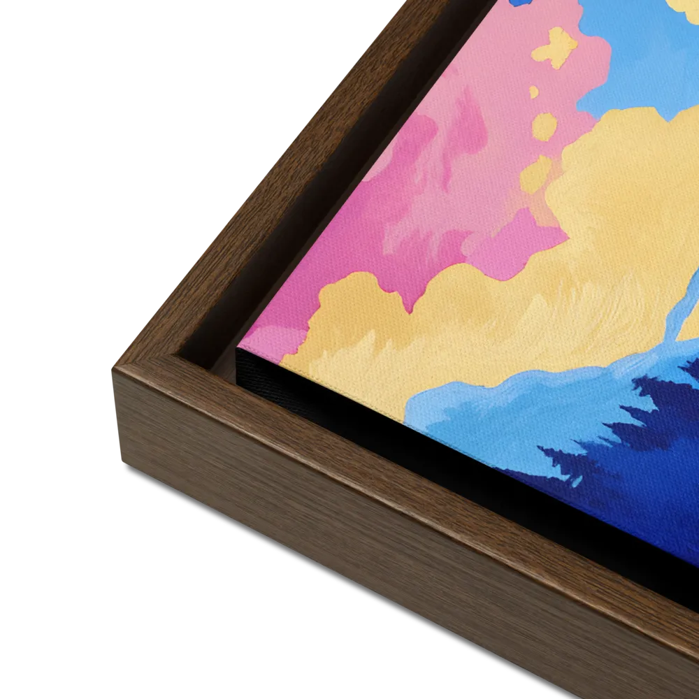 Dreamscape: The Serene River | Canvas with Brown Frame | 16″×20″