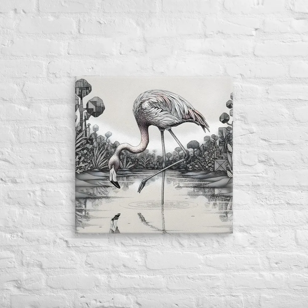 Flamingo at the Pond 
 Canvas | 24″x 24″