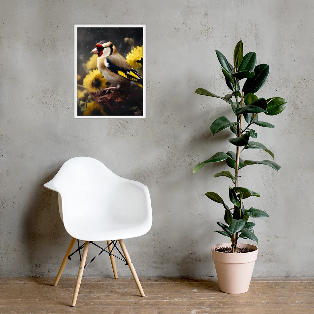 Harmony in Nature: A Goldfinch Amidst Blooms