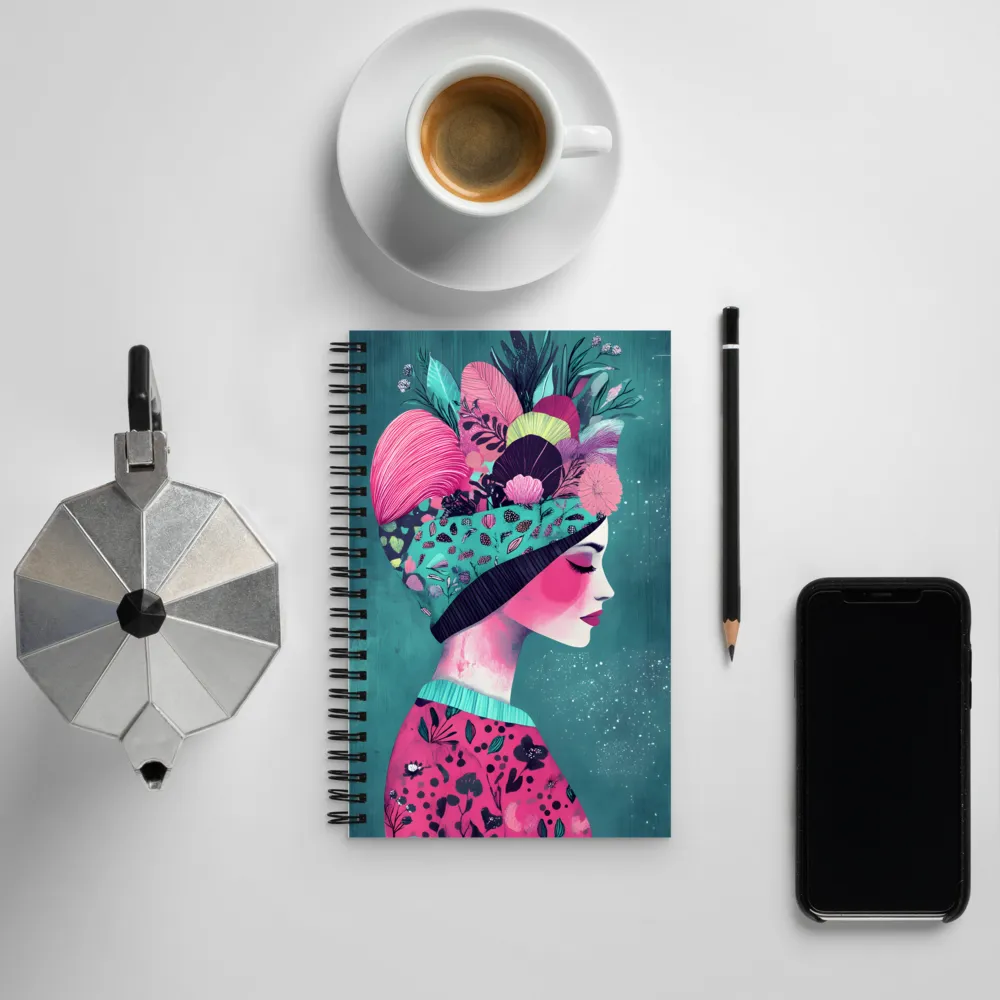 Whimsical Floral Portrait | Spiral Notebook