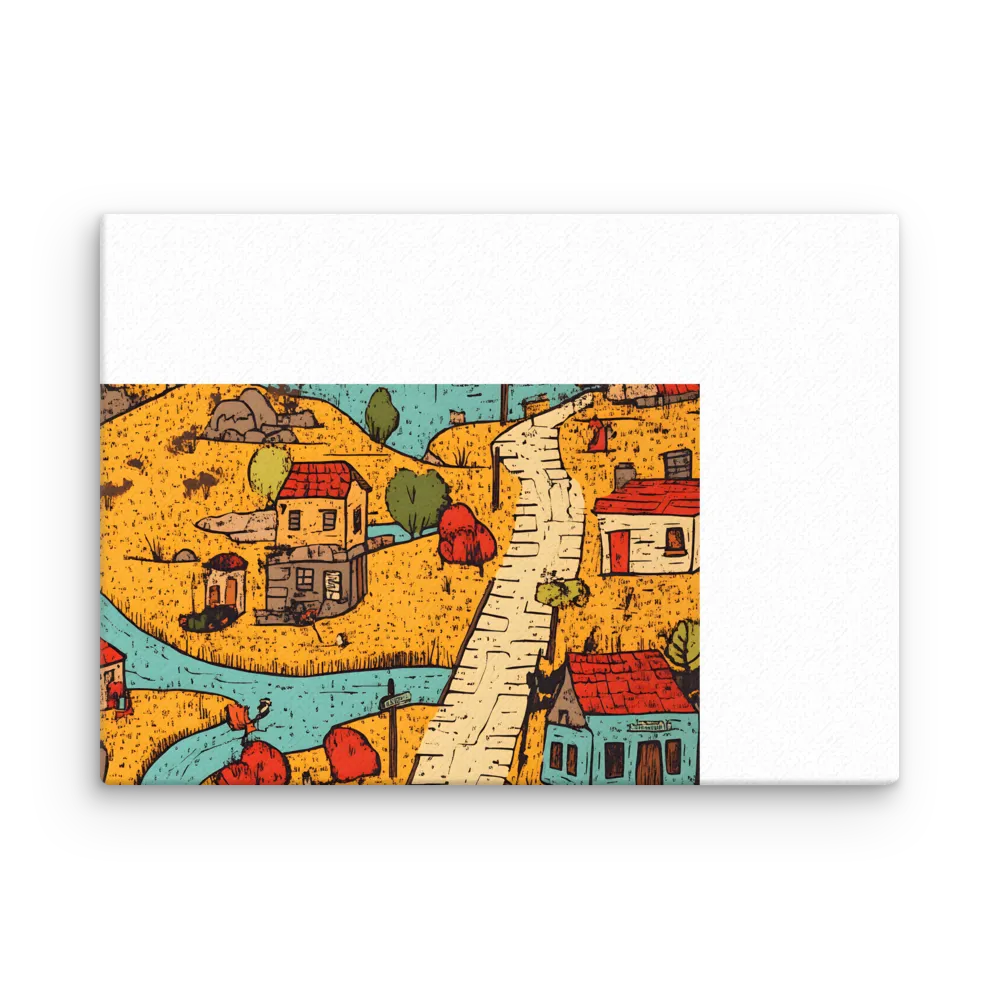 Whimsical Village Landscape | Thin Canvas | 20″×28″