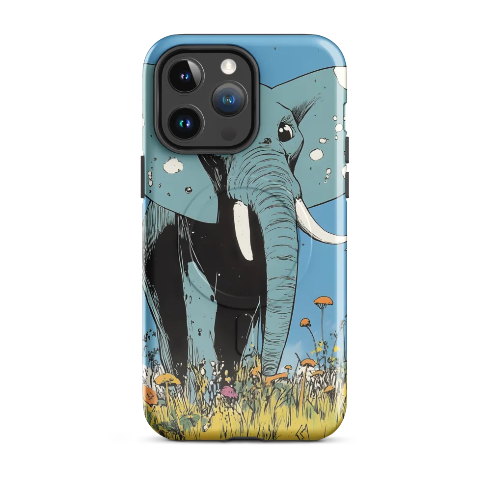 Whimsical Blue Elephant in Bloom
