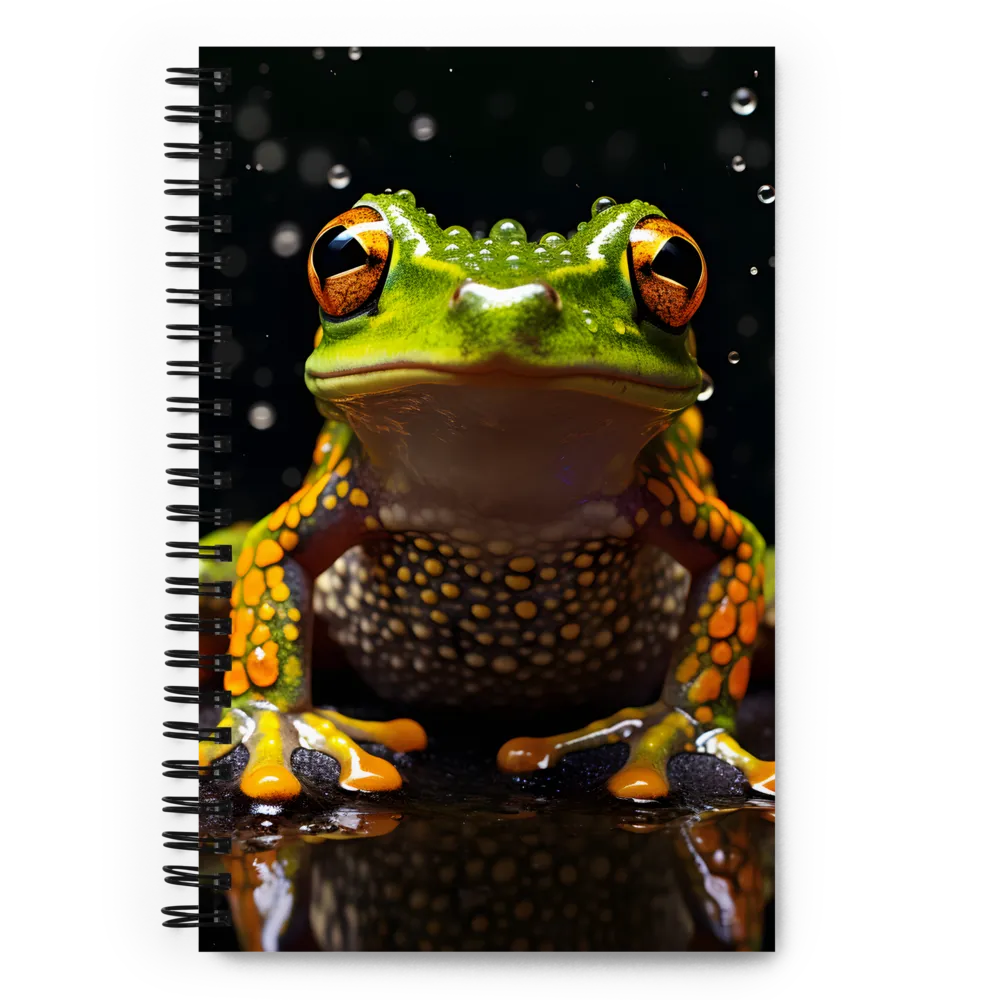 Emerald Elegance: The Frog in Focus | Spiral Notebook