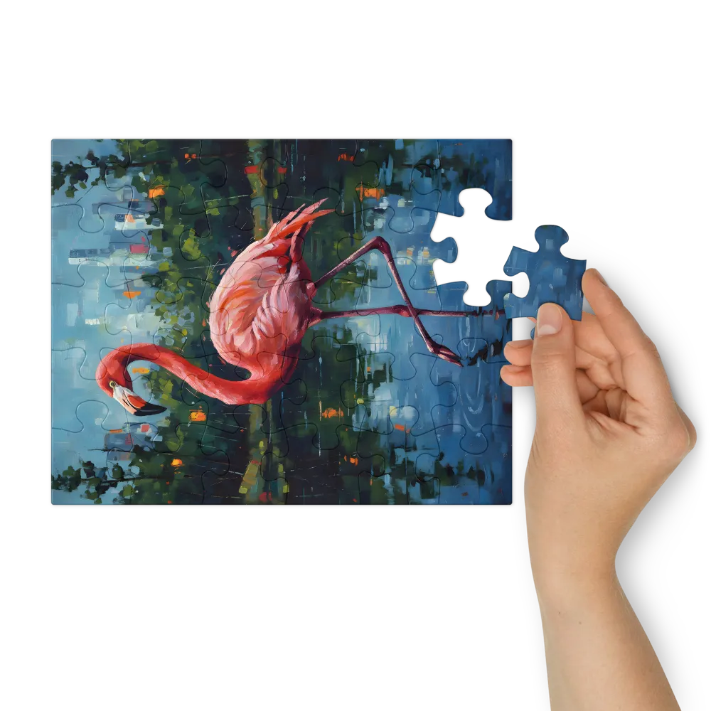 Urban Flamingo 
 Jigsaw Puzzle in Tin Box