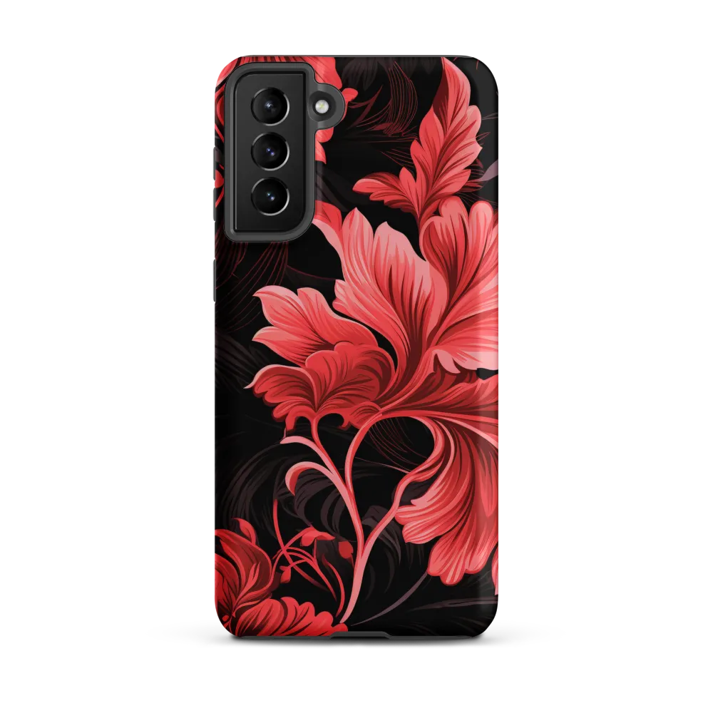 Tropical Elegance in Red | Phone Case |  S21 Plus | Tough Case | Matte