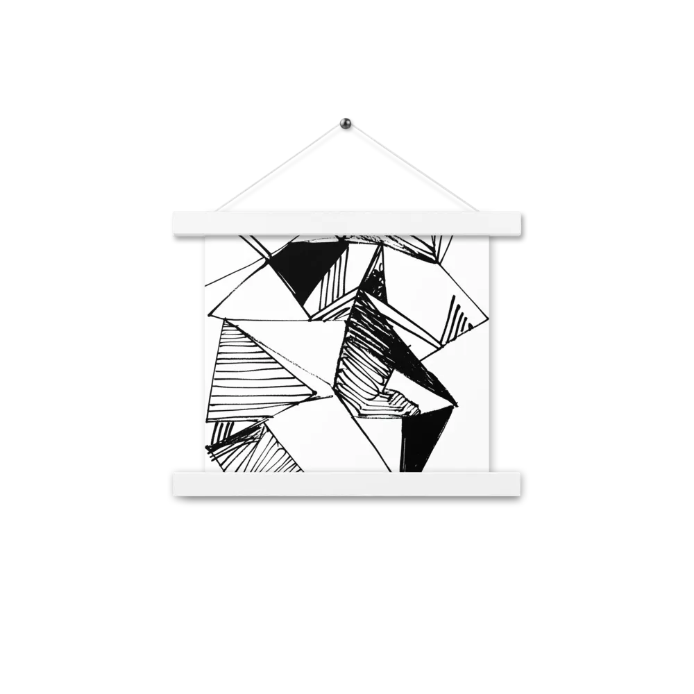 Dynamic Geometry in Ink | Poster With White Wood Hanger | 10″×10″