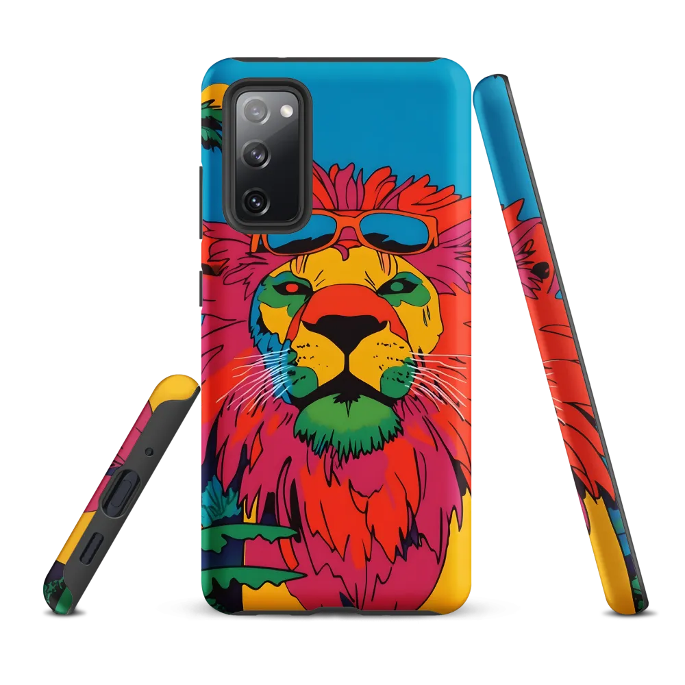 Lion with Sunglasses: A Vibrant Tropical Portrait
