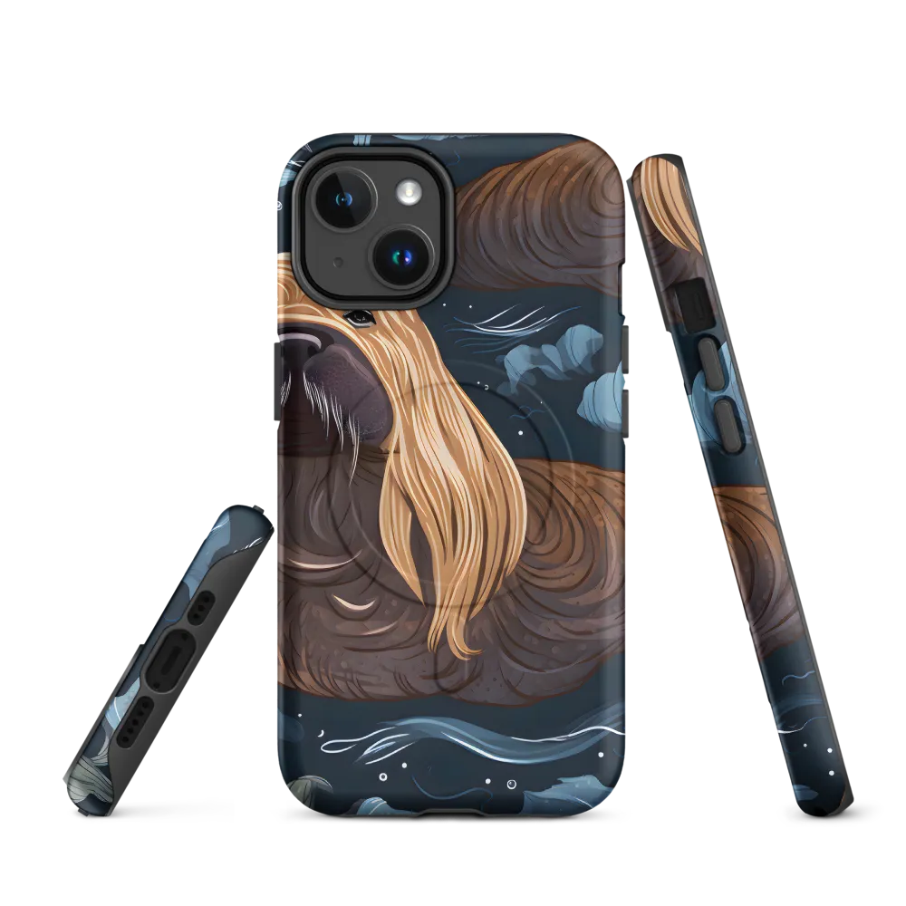 Whimsical Walruses in Deep Blue