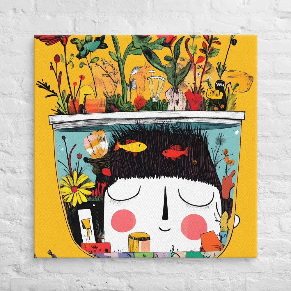 Whimsical Garden Head | Canvas | 36″×36″