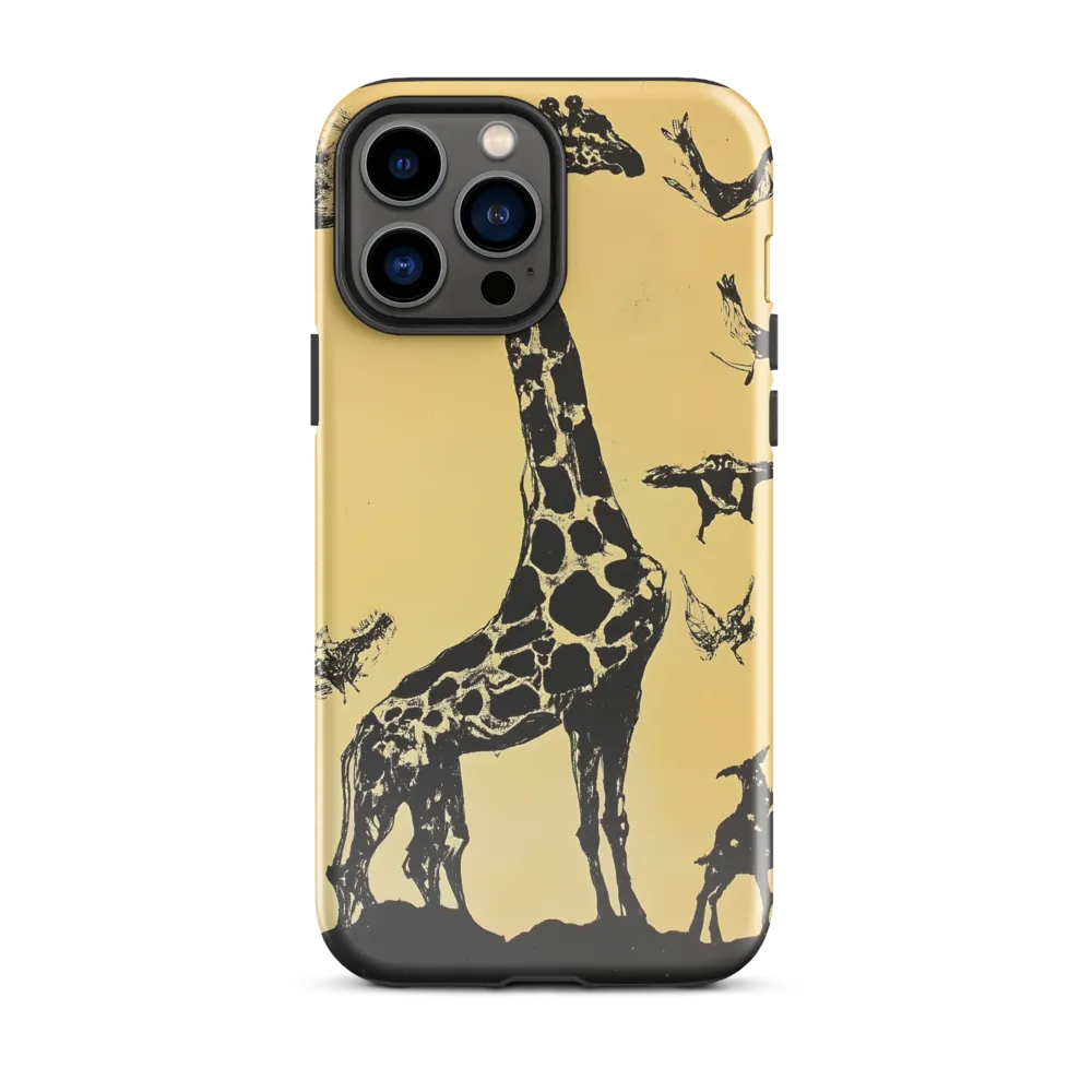 Whimsical Harmony of Giraffe and Birds