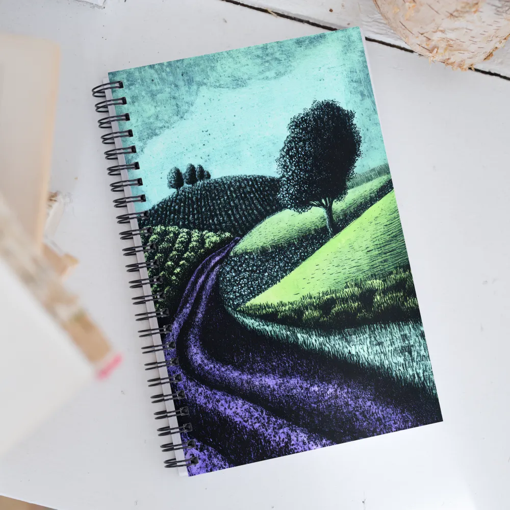 Winding Serenity: A Modern Landscape | Spiral Notebook