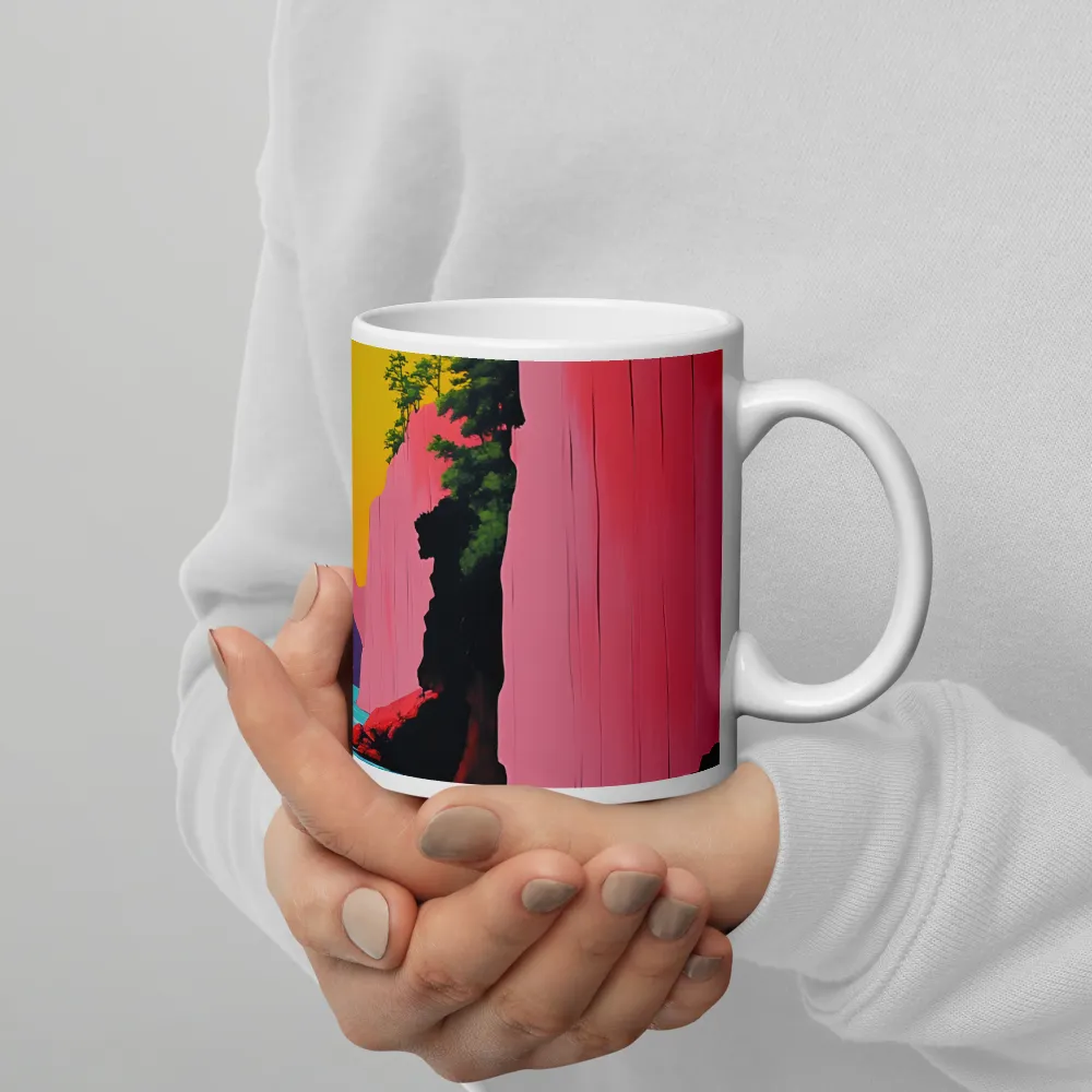 Dreamscape of Pink Cliffs and Turquoise Waters | Mugs | Multiple Sizes & Colors