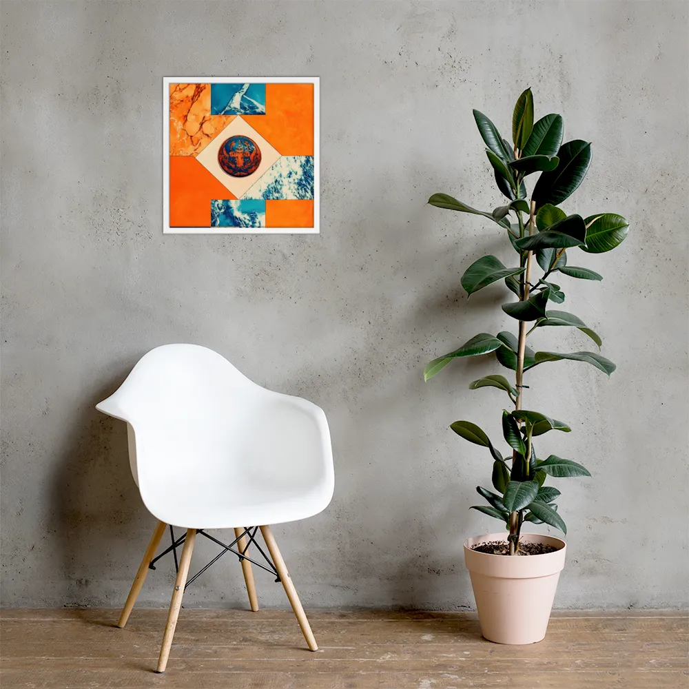 Harmonious Encounters: Abstract Geometry | Poster with White Frame | 18″×18″