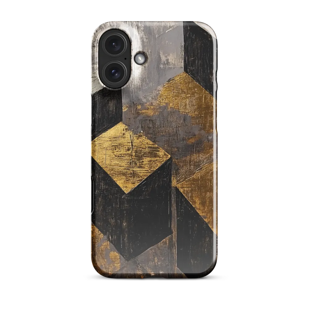 Geometric Harmony in Gold and Black | Phone Case |  16 Plus | Snap Case | Glossy