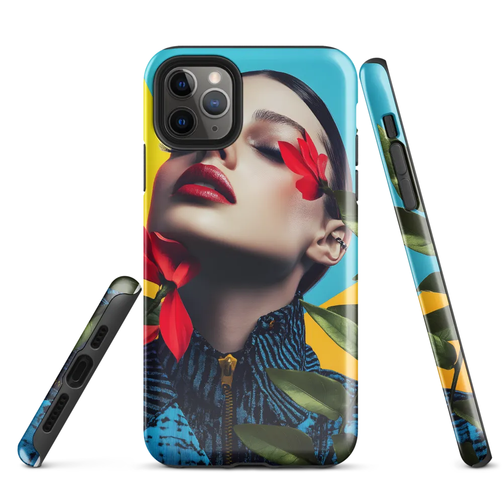 Floral Serenity: A Contemporary Portrait | Phone Case |  11 Pro Max | Tough Case | Glossy