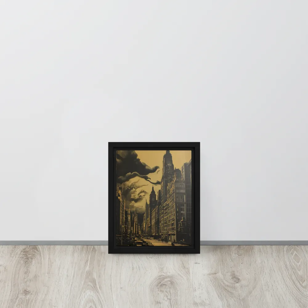 Echoes of a Forgotten Skyline | Canvas with Black Frame | 8″×10″