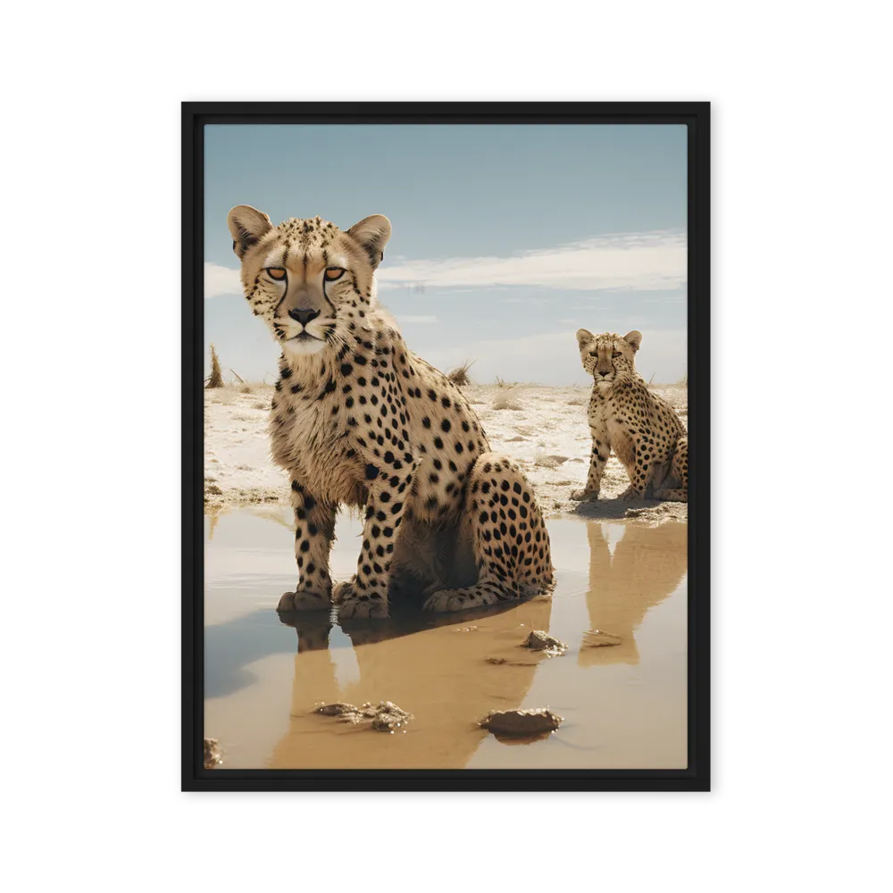 Silent Watchers of the Savanna | Canvas with Black Frame | 24″×32″