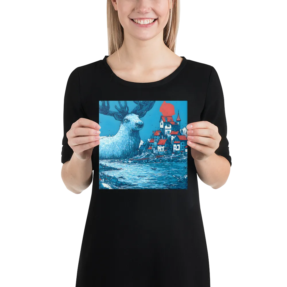 Azure Stag Harbor 
 Canvas | 8″x 8″