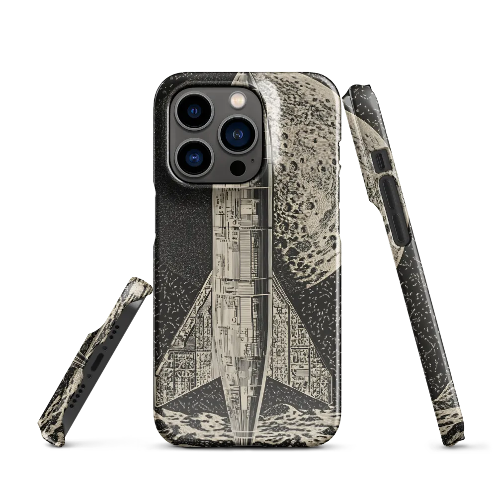 Engraved Rocket over Lunar Plain