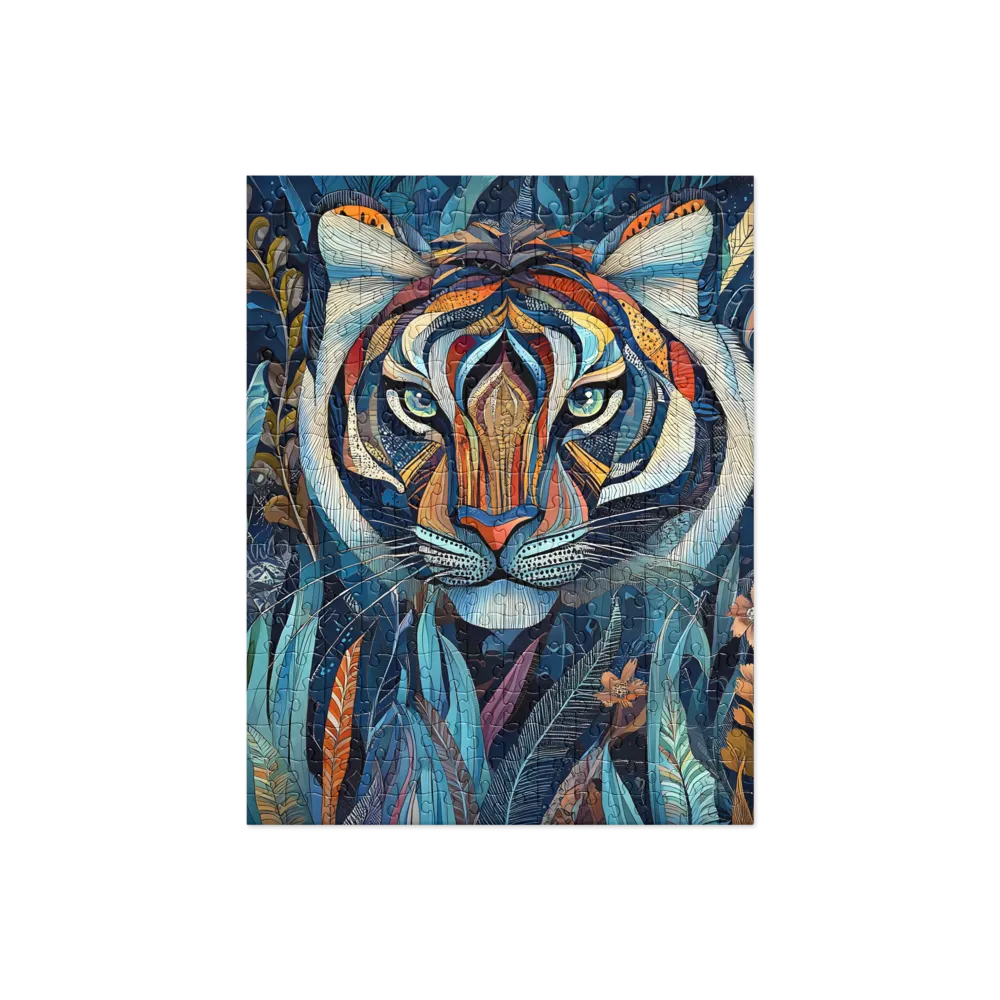 Ornamental Tiger in Teal and Orange
