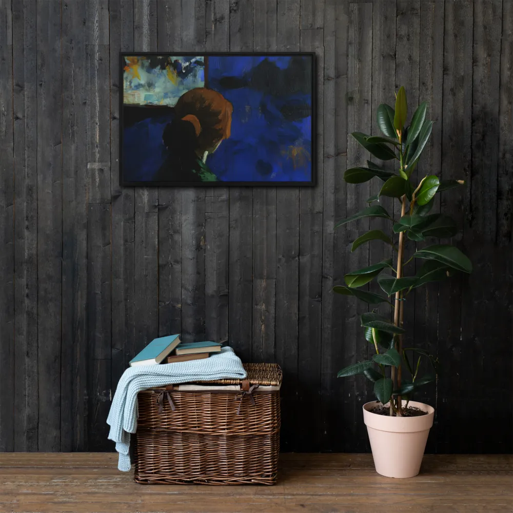 Contemplation Under the Night Sky | Canvas with Black Frame | 20″×30″