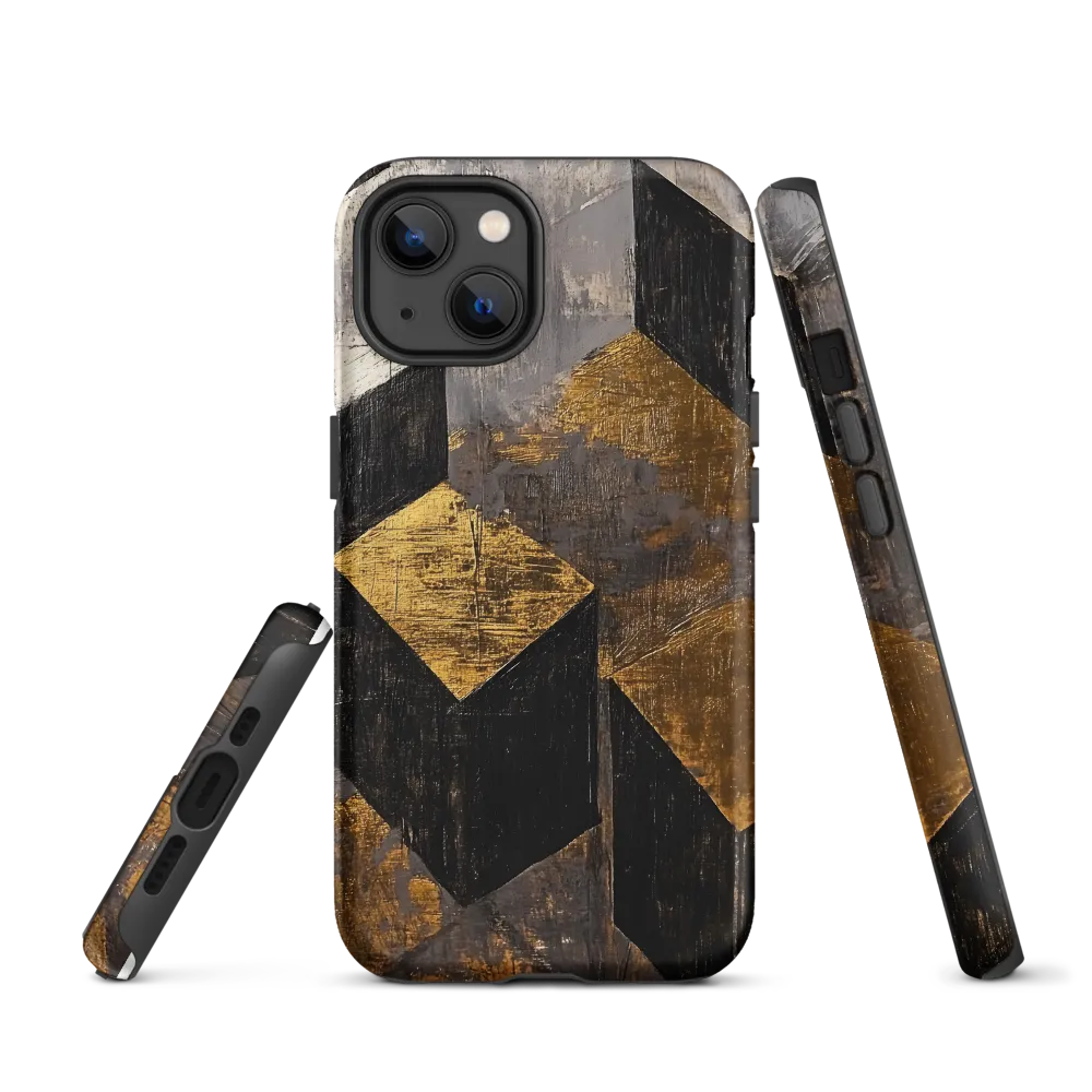 Geometric Harmony in Gold and Black | Phone Case |  13 | Tough Case | Matte