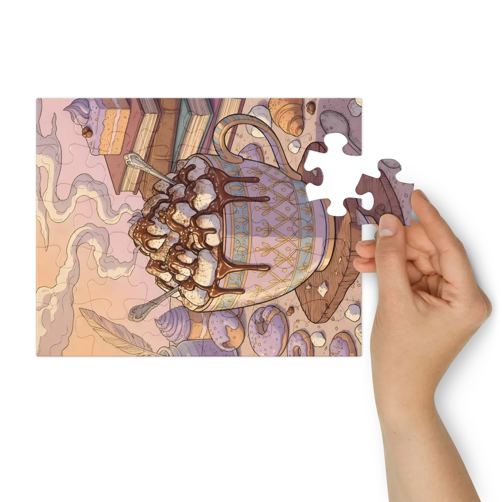 Cocoa & Books 
 Jigsaw Puzzle in Tin Box