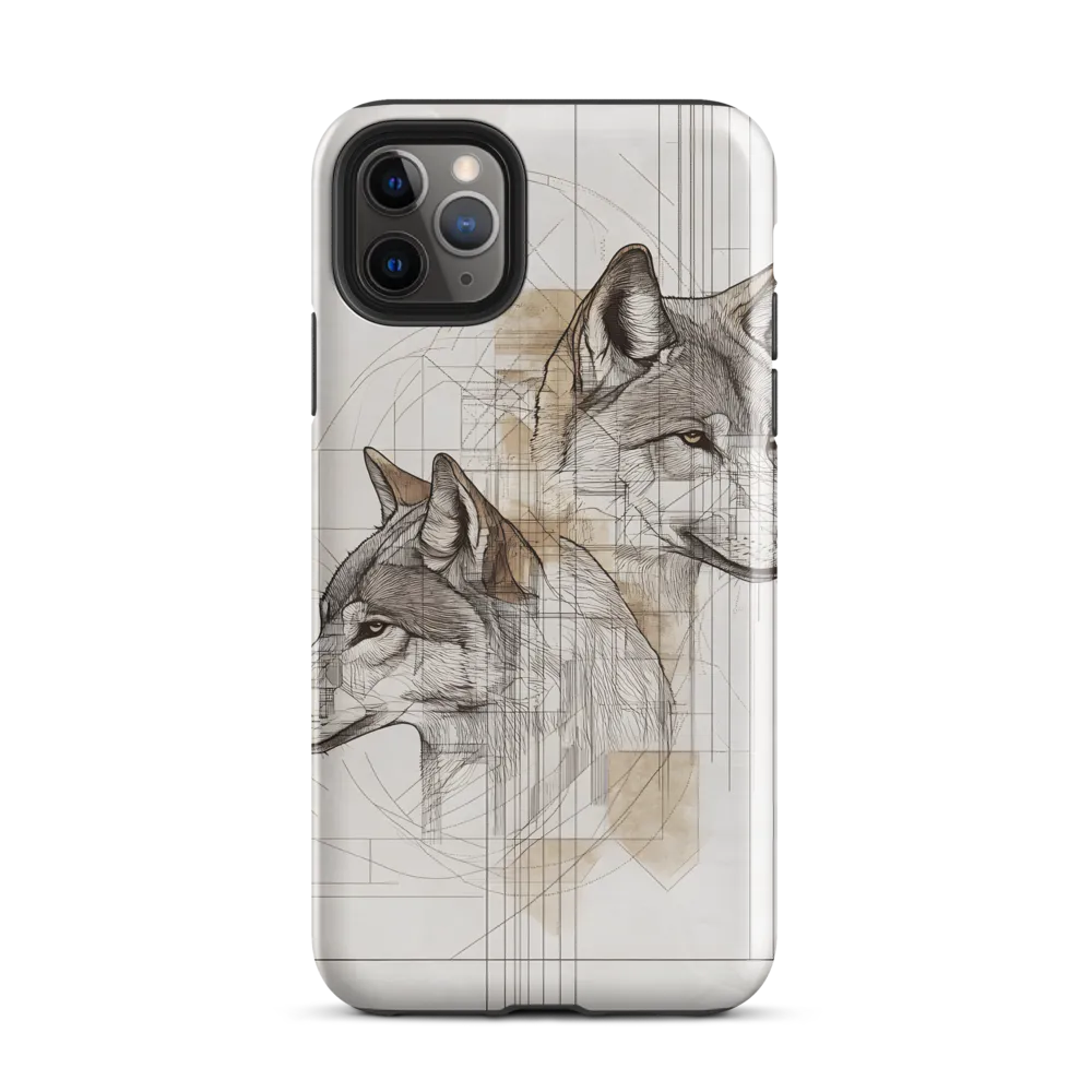 Geometric Harmony: The Essence of Wolves | Phone Case |  11 Pro Max | Tough Case | Glossy