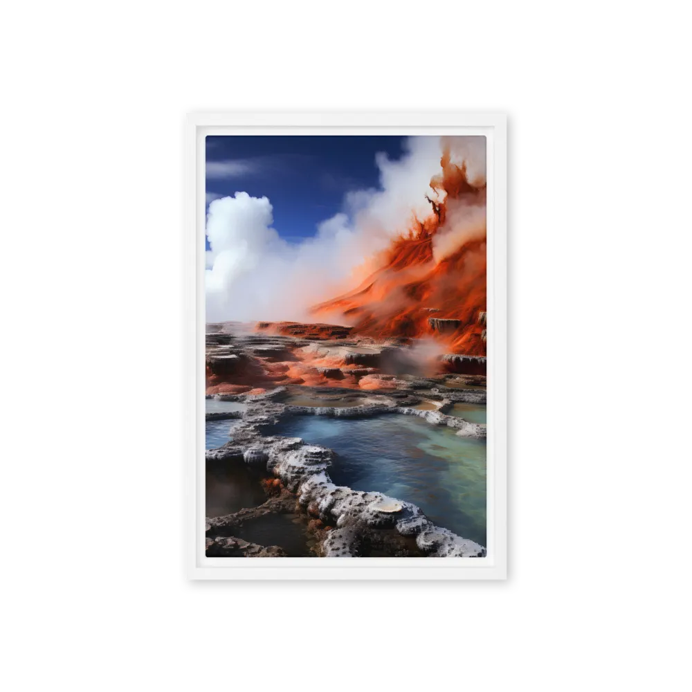 Nature's Fury: The Volcano's Expression | Canvas with White Frame | 12″×18″