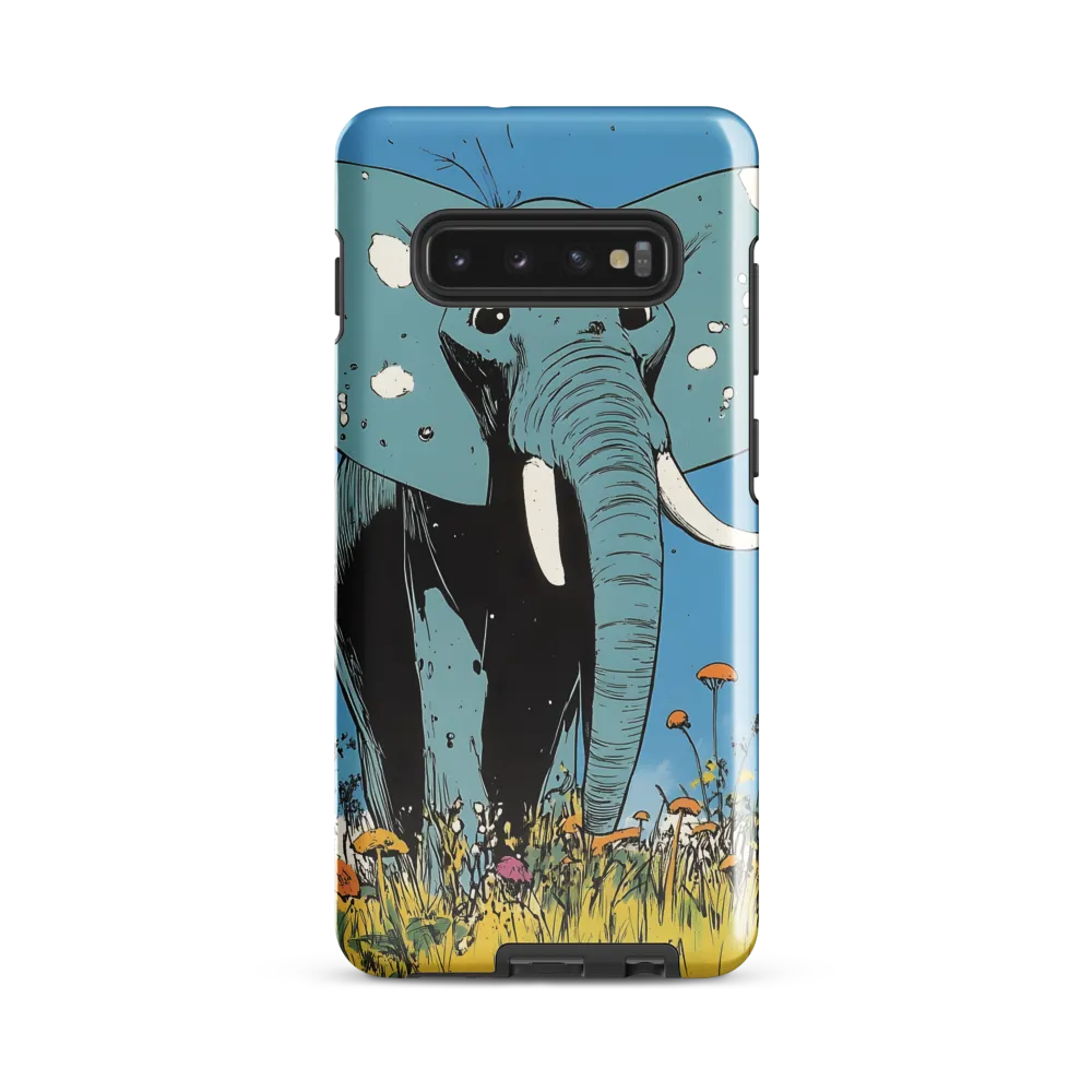 Whimsical Blue Elephant in Bloom | Phone Case |  S10 Plus | Tough Case | Glossy