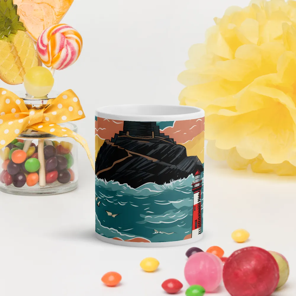 Lighthouses in a Whimsical Ocean | Mugs | Multiple Sizes & Colors