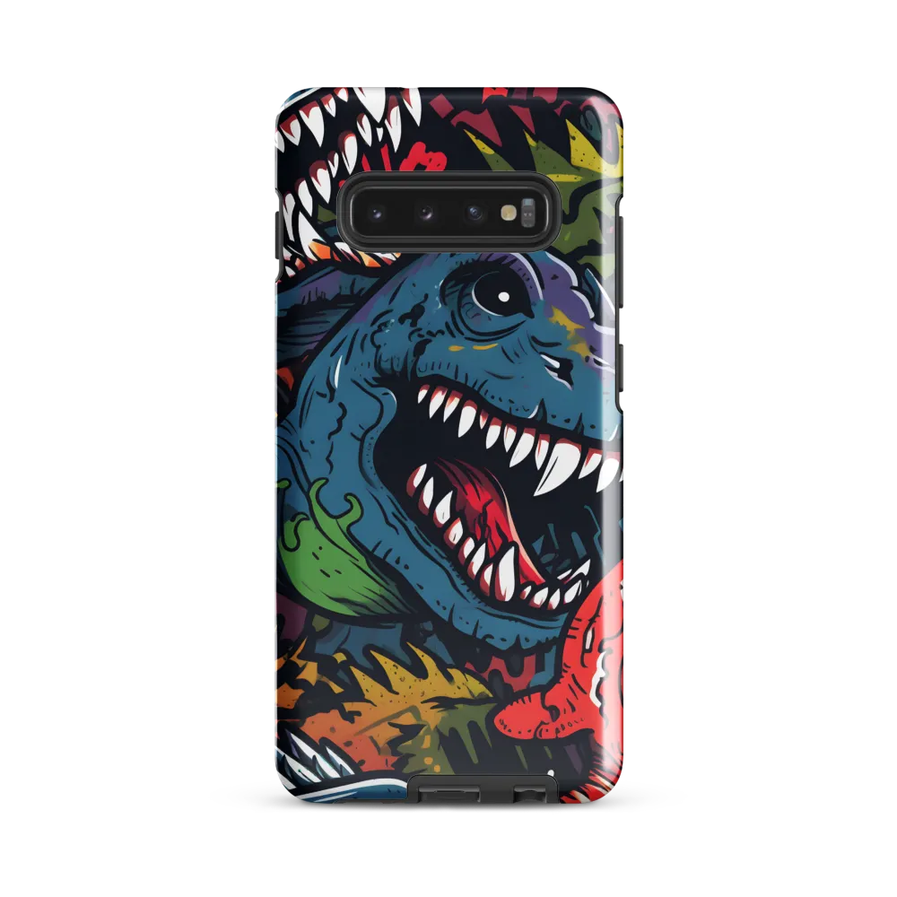 Dino Mania: A Colorful Frenzy | Phone Case |  S10 Plus | Tough Case | Glossy