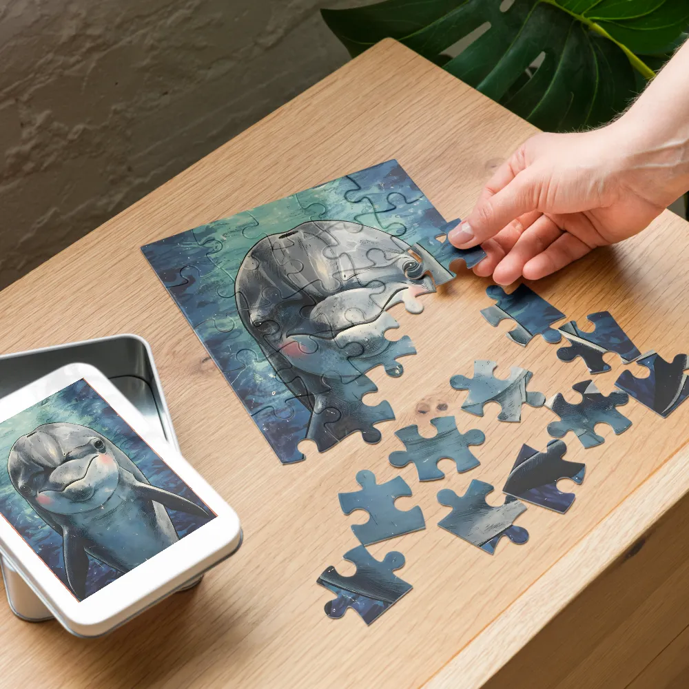 Blushing Dolphin 
 Jigsaw Puzzle in Tin Box