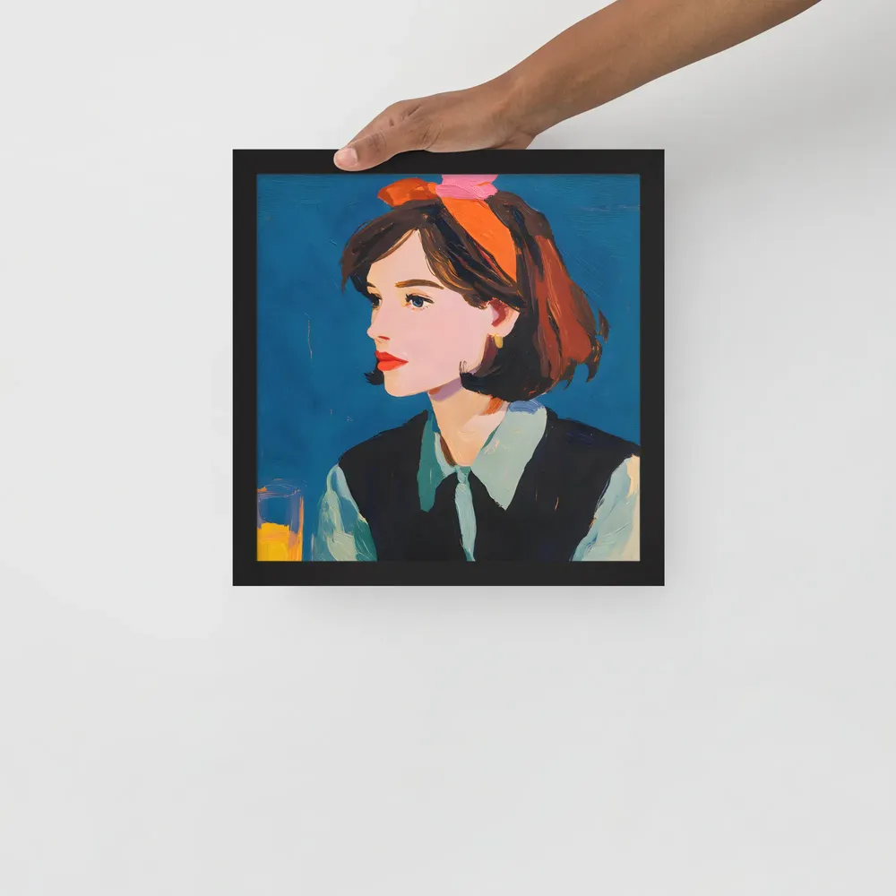 Profile in Blue 
 Poster with Black Frame | 12″x 12″