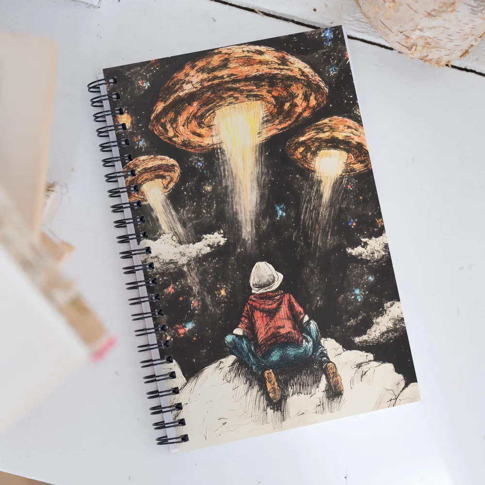 Gazing into the Unknown: A Child's Wonder in Space | Spiral Notebook