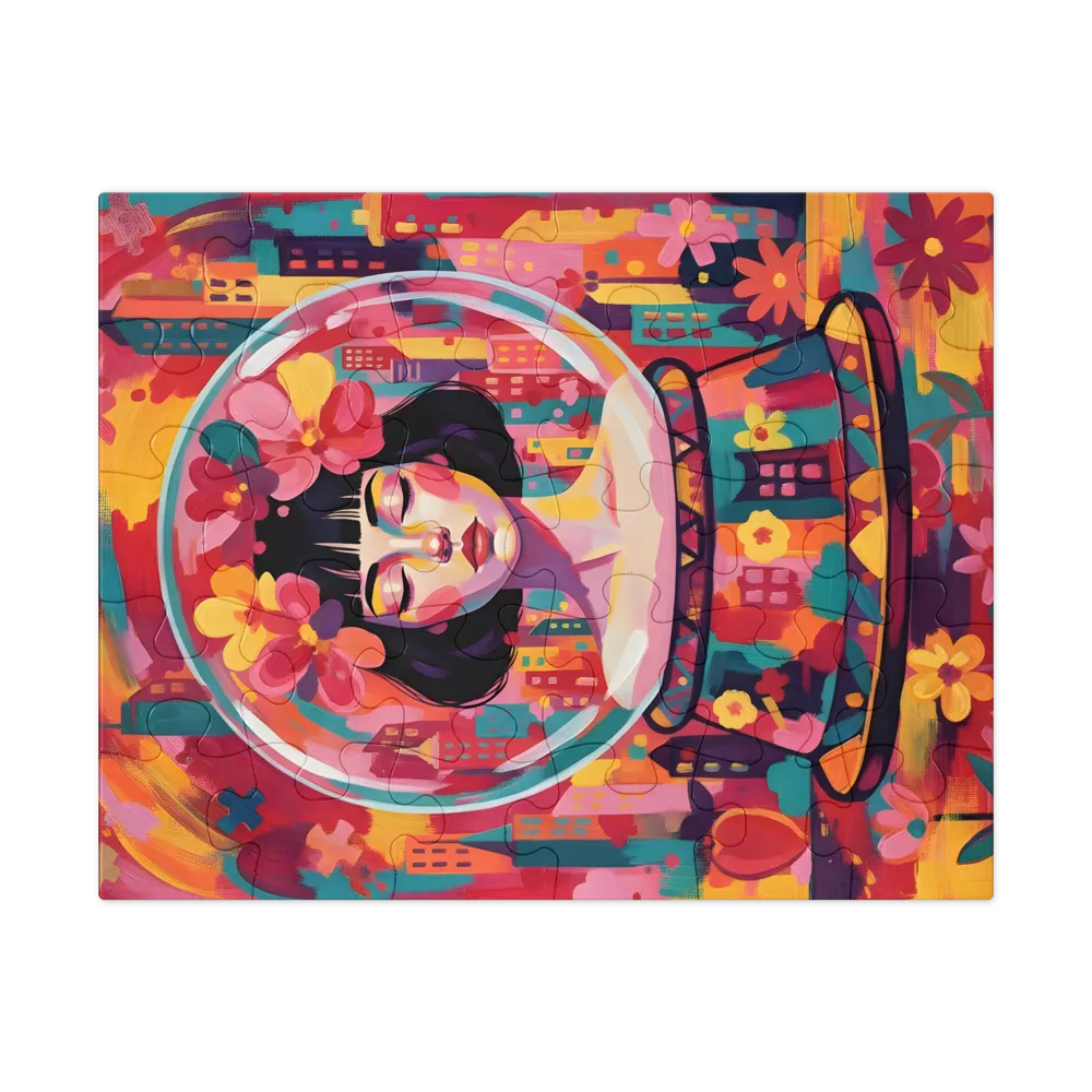 Blooming Globe Portrait 
 Jigsaw Puzzle in Tin Box