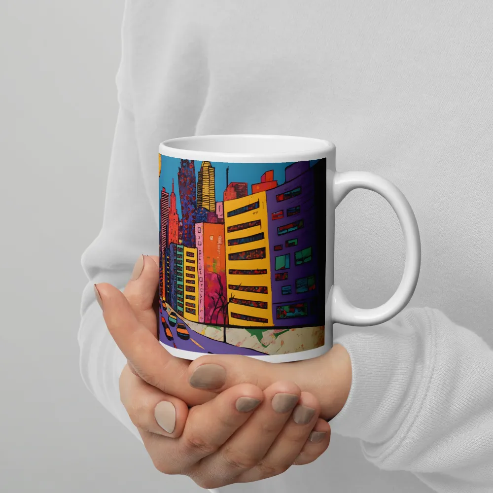 Urban Vibrance: A Pop Art Cityscape | Mugs | Multiple Sizes & Colors