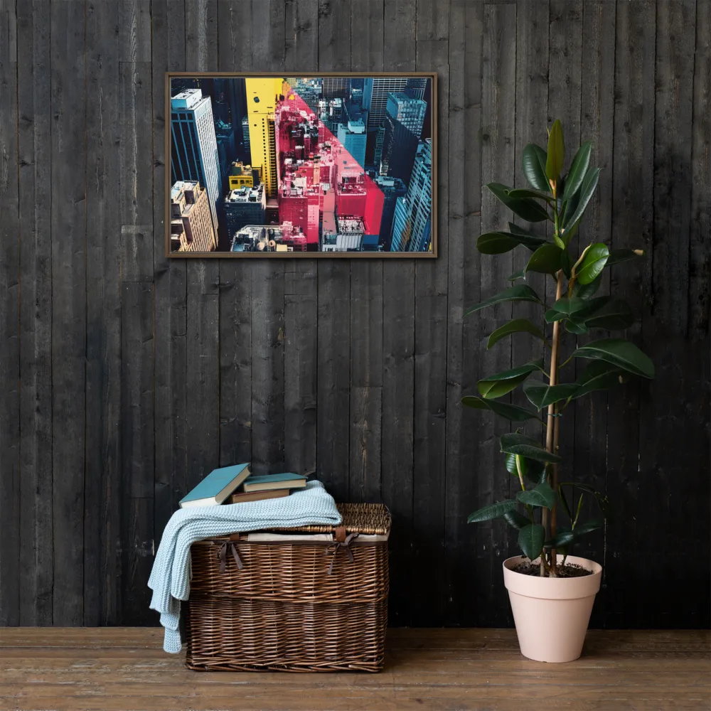 Dynamic Urban Symphony | Canvas with Brown Frame | 20″×30″