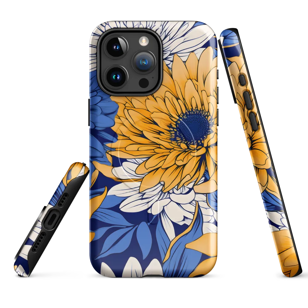 Floral Harmony in Blue and Yellow