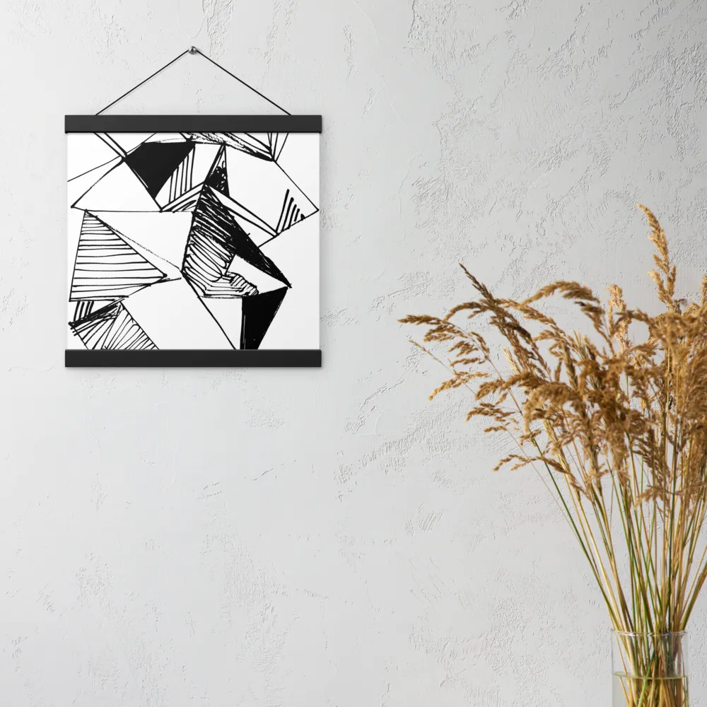 Dynamic Geometry in Ink | Poster With Black Wood Hanger | 12″×12″