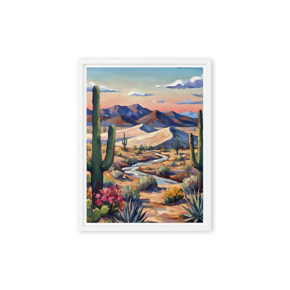 Sunset Desert Landscape 
 Canvas with White Frame