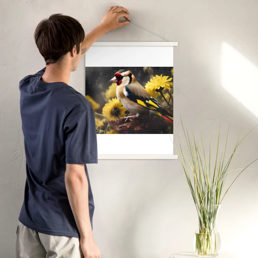 Harmony in Nature: A Goldfinch Amidst Blooms