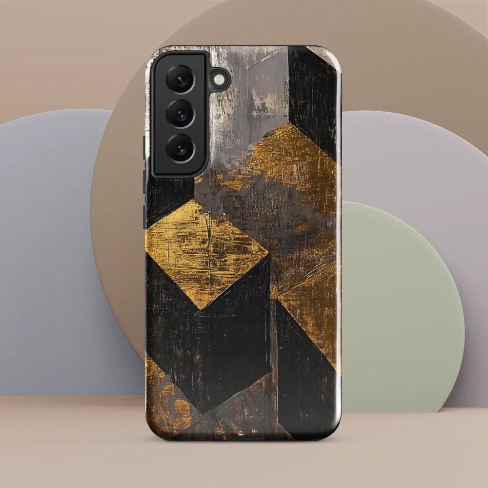 Geometric Harmony in Gold and Black | Phone Case |  S22 Plus | Tough Case | Glossy