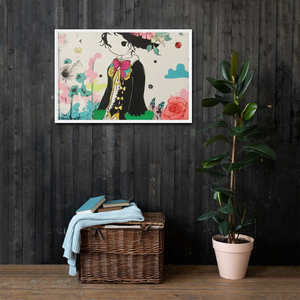 Whimsical Garden Reverie | Canvas with White Frame | 24″×36″