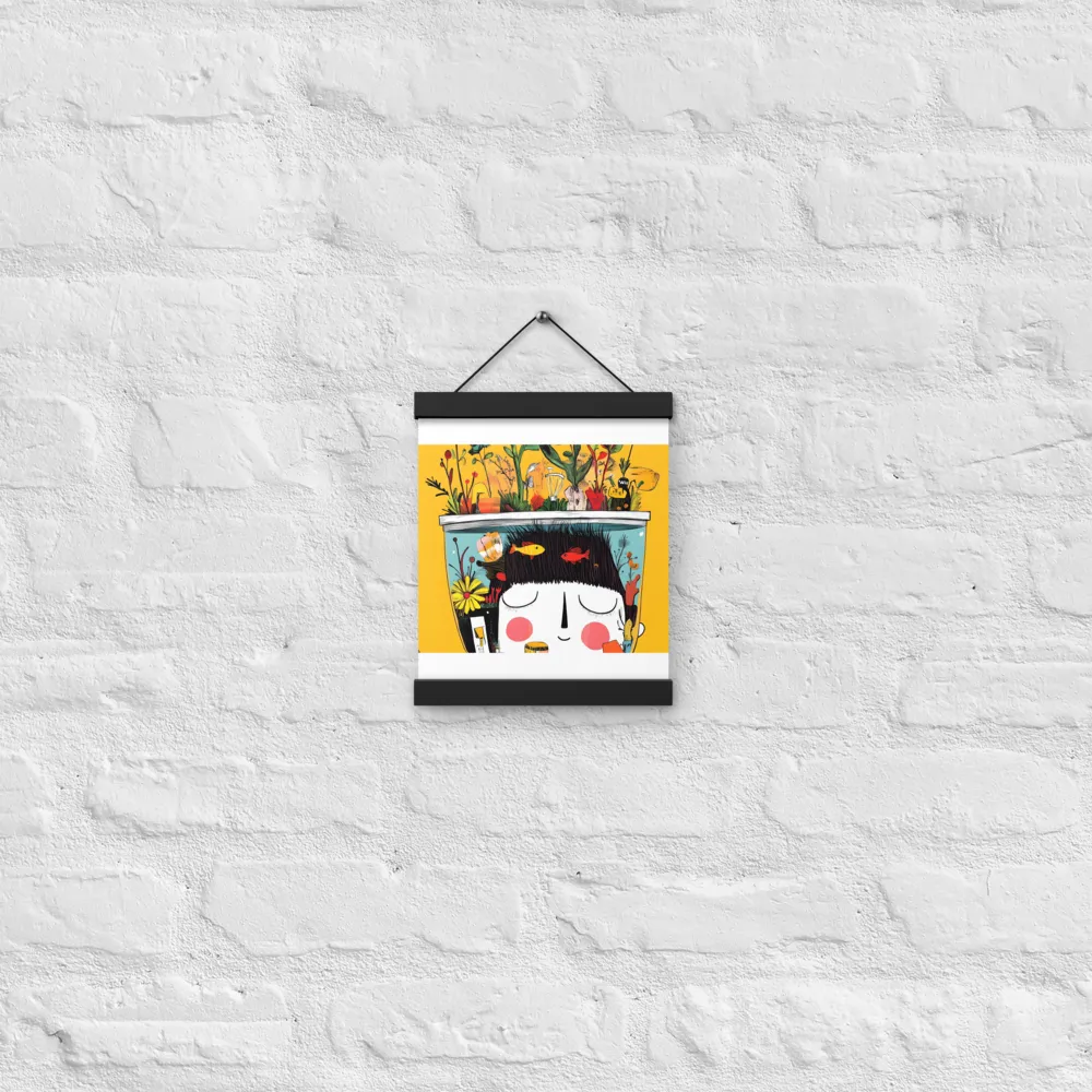 Whimsical Garden Head | Poster With Black Wood Hanger | 8″×10″