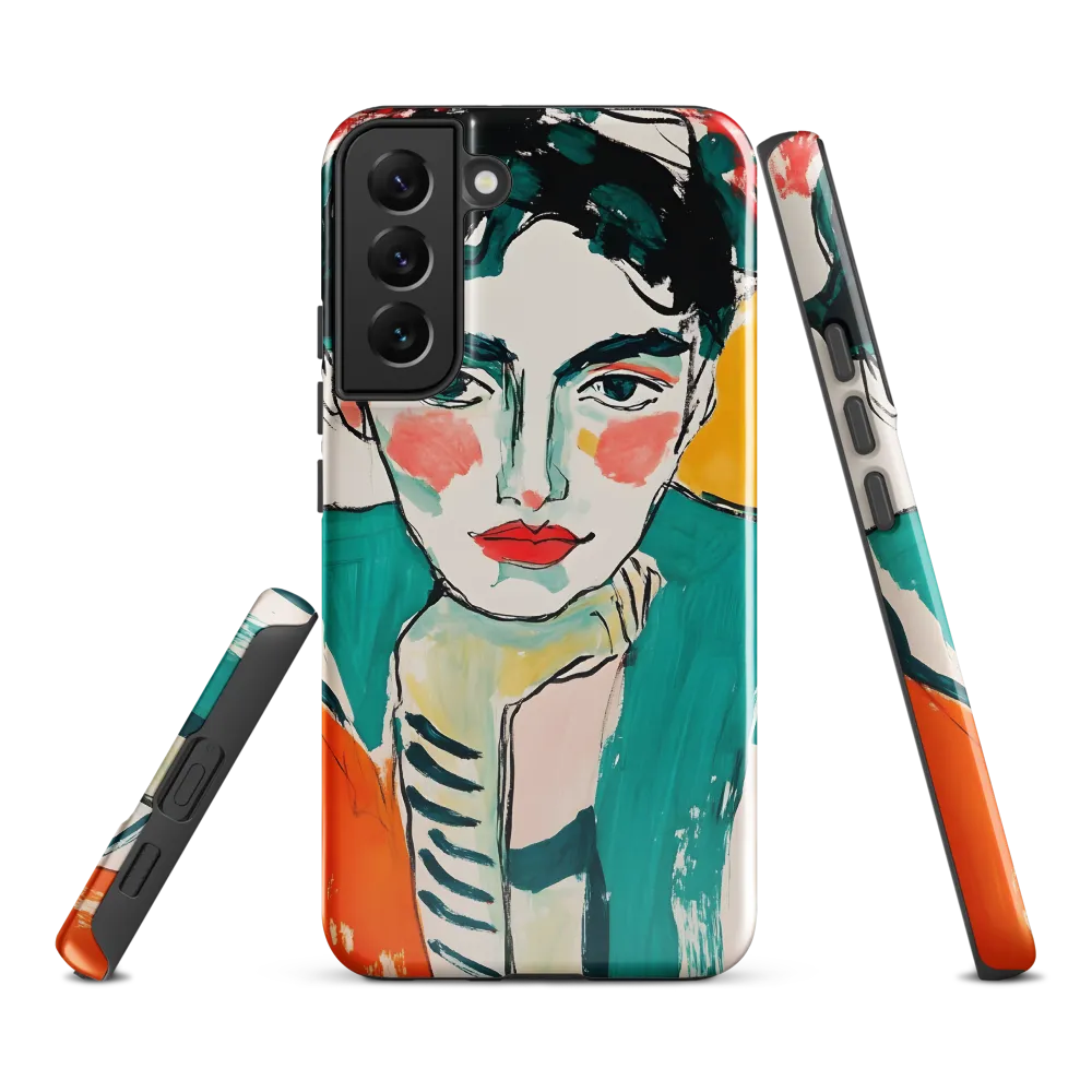 Contemplative Portrait in Bold Hues | Phone Case |  S22 Plus | Tough Case | Glossy