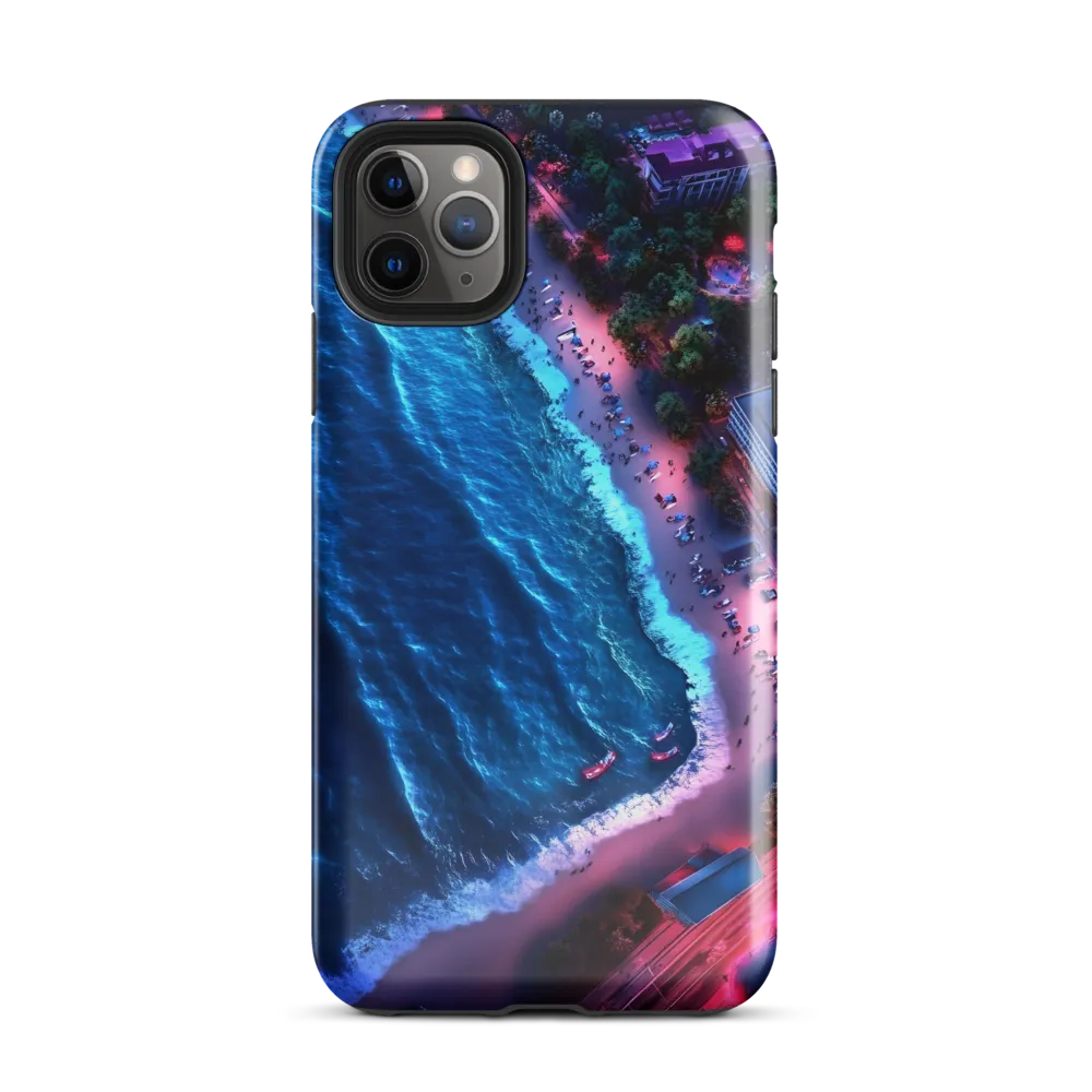 Twilight Reflections: A Serene Beach Aerial | Phone Case |  11 Pro Max | Tough Case | Glossy