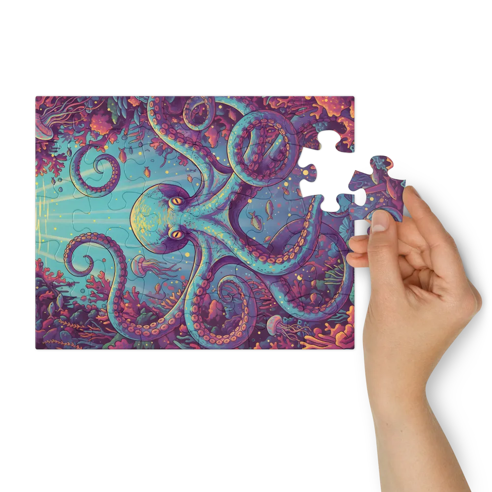 Turquoise Octopus 
 Jigsaw Puzzle in Tin Box
