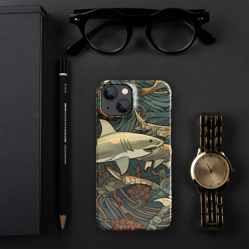 Dynamic Harmony of Sharks and Flora | Phone Case |  14 | Snap Case | Glossy