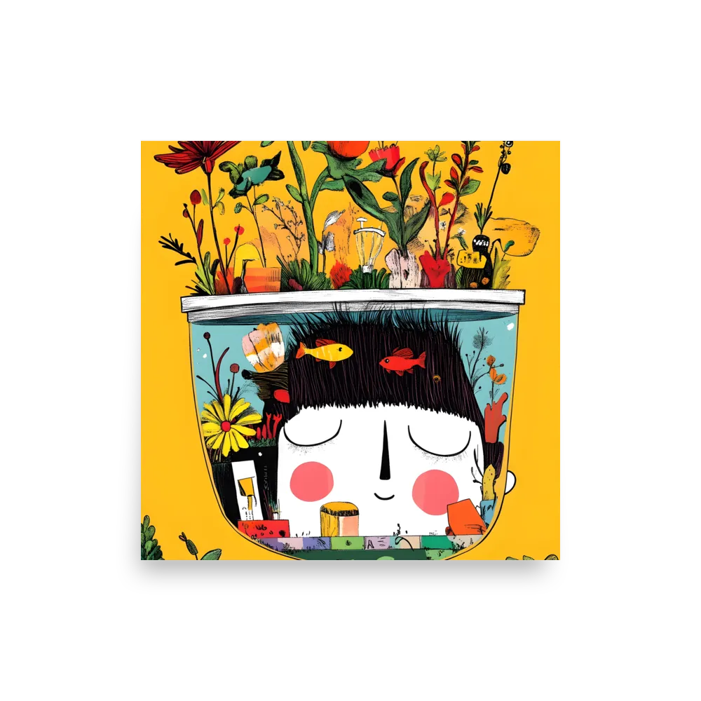 Whimsical Garden Head | Poster | 10″×10″
